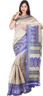 

Kanheyas Printed Fashion Handloom Art Silk Saree(Beige), Beige purple