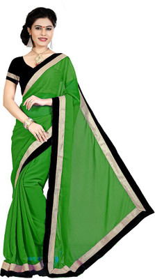 

Party Wear Dresses Solid Fashion Chiffon Saree(Green)