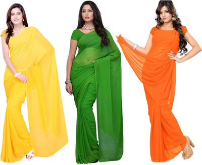 

Multi Retail Solid Bollywood Georgette Saree(Pack of 3, Multicolor)