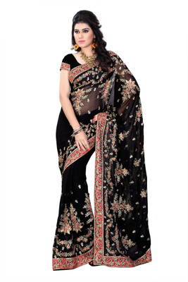 

JTInternational Embroidered Fashion Handloom Georgette Saree(Multicolor)