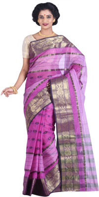 

Purabi Woven Tant Cotton Saree(Purple)