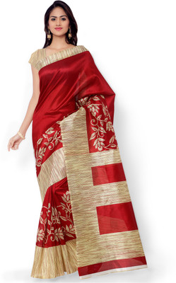

Indrani Floral Print Bollywood Art Silk Saree(Red)