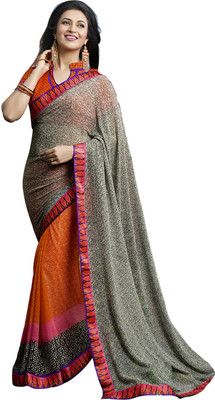 

Lovelylook Printed Fashion Georgette Saree(Multicolor), Orange & black