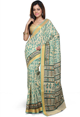 

Ishin Printed Fashion Cotton Saree(Green)