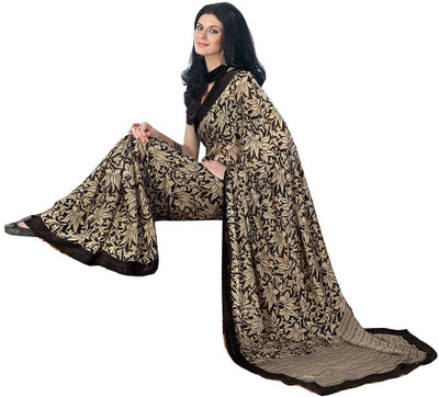 

Indian Wear Online Printed Fashion Pure Chiffon Saree(Black)