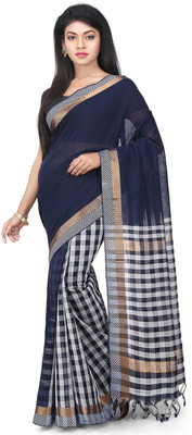 

Devi Handlooms Woven Mangalagiri Handloom Cotton Saree(Dark Blue)