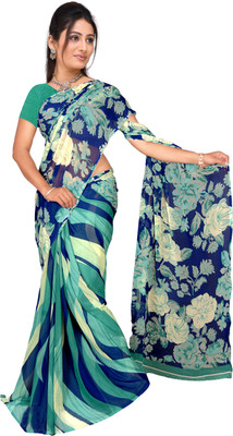 

Khoobee Self Design, Printed Fashion Georgette Saree(Blue, Multicolor, Green), Blue;green;multicolor