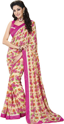 Vishal Solid Fashion Georgette Saree(Pink)