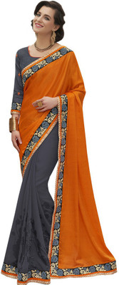 

Desi Butik Embroidered Fashion Jacquard, Georgette Saree(Orange, Grey), Grey;orange