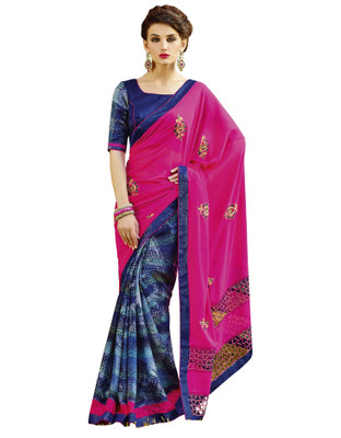 

Khoobee Self Design, Embroidered, Embellished Fashion Georgette Saree(Pink, Blue, Multicolor), Blue;multicolor;pink