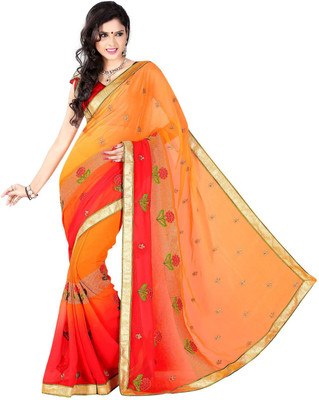 

Khushali Embroidered Fashion Chiffon Saree(Orange)