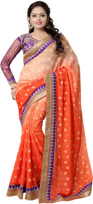 

Ishin Embroidered Fashion Jacquard Saree(Red)