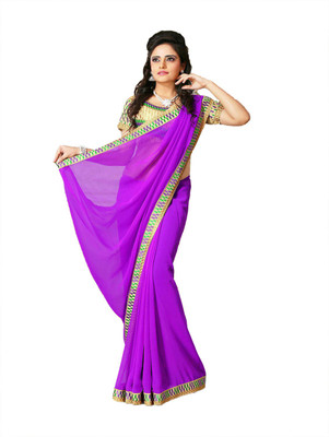 

Indian Wear Online Printed Fashion Georgette Saree(Purple)