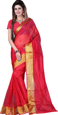 

Sanju Sarees Solid Fashion Art Silk Saree(Red)
