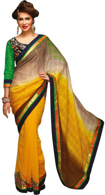 

Khoobee Self Design, Embroidered Fashion Georgette, Chiffon Saree(Yellow, Brown, Black, Green), Black;brown;green;yellow