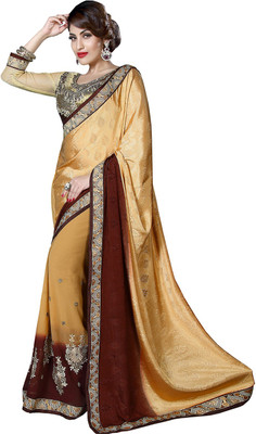 

Parisha Embroidered Daily Wear Georgette Saree(Beige, Brown)