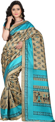 

E-Vastram Printed Bollywood Art Silk Saree(Multicolor), Beigh;blue