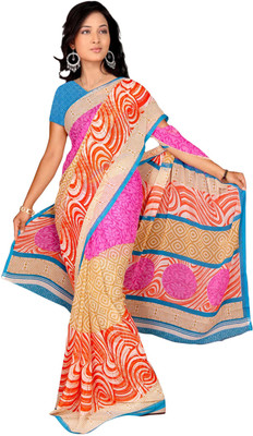 

Parisha Self Design, Printed Fashion Chiffon Saree(Orange, Multicolor), Multicolor;orange