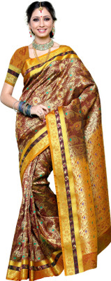 

Mimosa Woven Kanjivaram Art Silk Saree(Light Blue), Chocolate