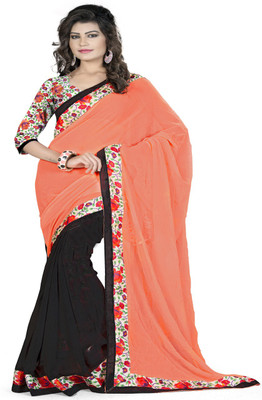 

Aai Shree Khodiyar Art Solid Bollywood Georgette Saree(Pink, Multicolor
