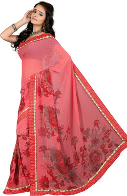

Khoobee Self Design, Printed Fashion Chiffon Saree(Red, Multicolor), Multicolor;red