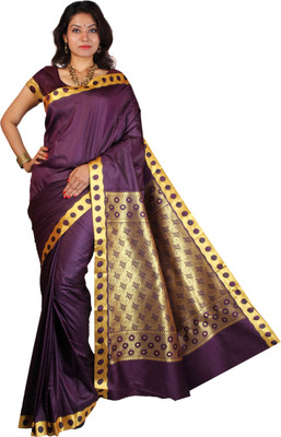 

Kanheyas Self Design, Embellished Fashion Handloom Poly Silk Saree(Purple)