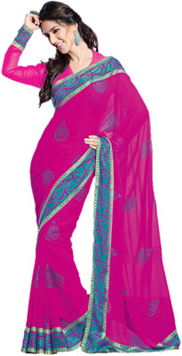 

Vishal Solid Fashion Georgette Saree(Pink)