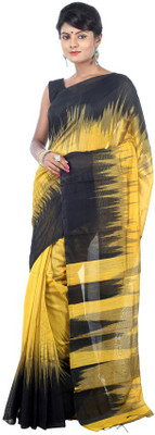 

AVIK Woven Kasavu Handloom Cotton, Silk, Art Silk, Silk Cotton Blend Saree(Yellow, Black), Black;yellow