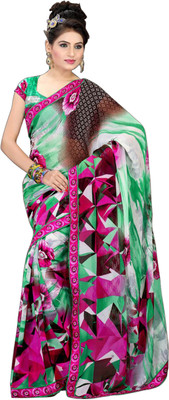 

Khushali Printed Fashion Georgette Saree(Green, Multicolor)
