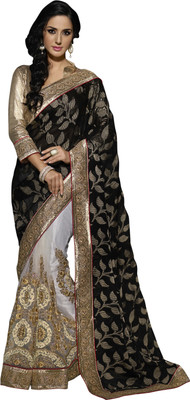 

Khushali Self Design, Embellished, Embroidered Fashion Viscose, Net, Satin Saree(Black, White, Beige), Beige;black;white