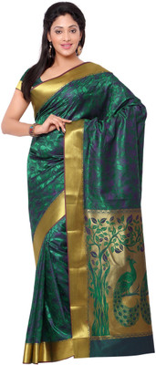 

Varkala Silk Sarees Woven Kanjivaram Art Silk Saree(Green), Pakistani green