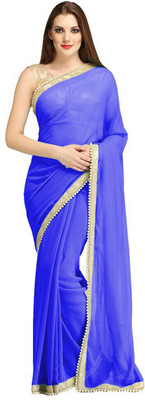 

Fashiondeal Solid Bollywood Georgette Saree(Blue)