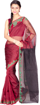

Chandrakala Self Design Banarasi Cotton Saree(Maroon, Black)