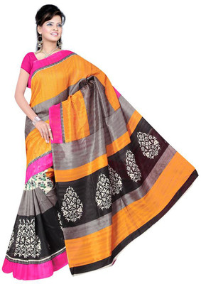

Jiya Self Design, Printed Fashion Silk Saree(Black, Grey, Yellow, White), Black;grey;white;yellow