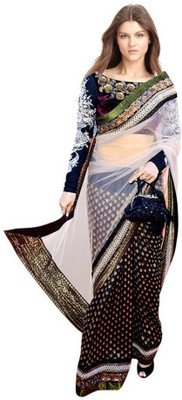 

Aksh Fashion Embroidered Manipuri Handloom Viscose Saree(Black)