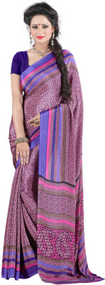 

Khoobee Printed Fashion Silk, Crepe Saree(Pink, Multicolor), Multicolor;pink