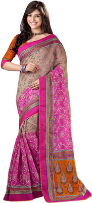 

Saara Printed Fashion Cotton Saree(Pink)