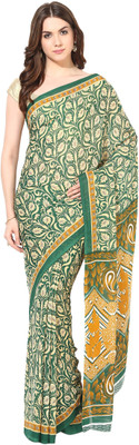 Fostelo Printed Daily Wear Chiffon Saree(Green) available at flipkart for Rs.199