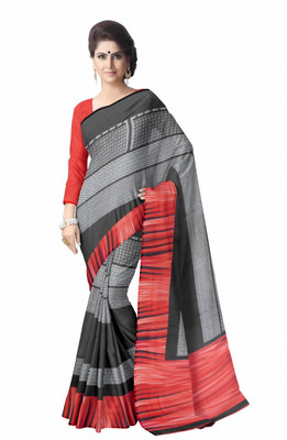 

Suvastram Printed Daily Wear Georgette Saree(Black, White)