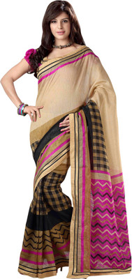 

Saara Printed Fashion Cotton Saree(Beige, Black)