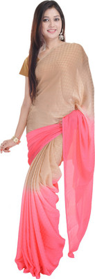 

Soundarya Self Design Daily Wear Satin Saree(Beige, Pink)