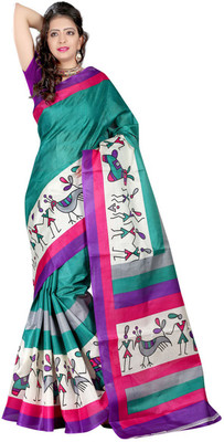 

Indian Wear Online Printed Fashion Art Silk Saree(Green)