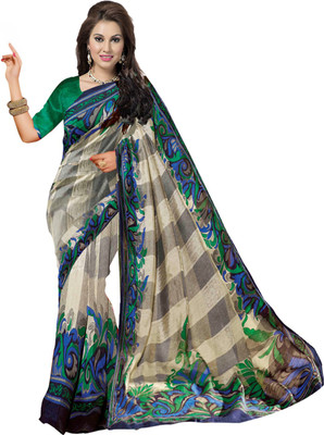 

Ishin Printed Bhagalpuri Art Silk Saree(Grey, Green), Multicolor