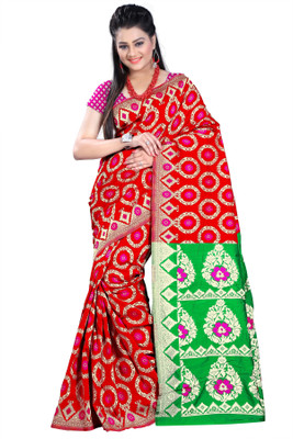 

Weavedeal Embellished Kanjivaram Banarasi Silk Saree(Red)