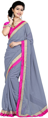 

Party Wear Dresses Solid Fashion Chiffon Saree(Grey)
