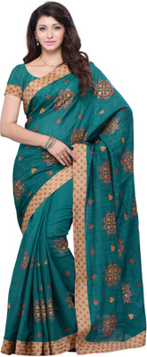 

JTInternational Printed Fashion Art Silk Saree(Green), Multi color