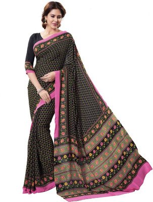 Vipul Printed Fashion Crepe Saree(Black)