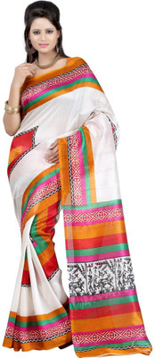 

Softdeal Printed Bhagalpuri Printed Silk Saree(Orange, Red)