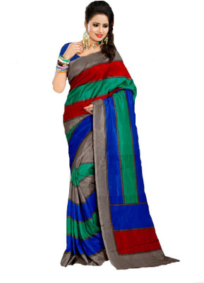 

AJS Paisley, Striped, Printed Fashion Art Silk Saree(Multicolor)