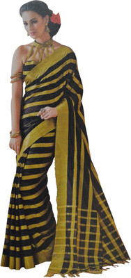 Neshkaar Striped, Solid, Self Design, Plain Bollywood Cotton Saree(Multicolor